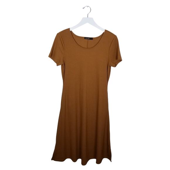 MIKAROSE Ribbed Knit Scoop Neck Sheath Dress Mocha - Size Small - Picture 1 of 7